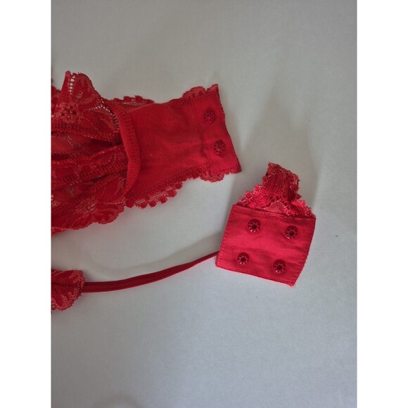 Victoria's Secret Vintage Y2K Red Floral Mesh Lace Thong Bodysuit Womens 36C - Picture 8 of 13